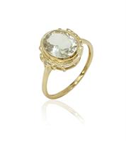 טבעת זהב יהלומים ואבן אמטיסט ירוקה