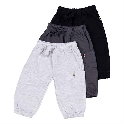 שלישיית מכנסי פרנץ' טרי - 3034 שחור - אפור - אפור מלאנג'