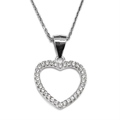 תליון מכסף לב משובץ אבני זרקון T5945 | תכשיטי כסף