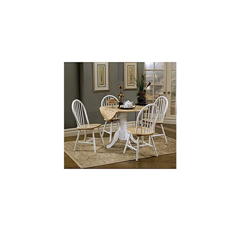 BOWERY HILL שולחן אוכל עגול טיפה בצבע חום לבן - שולחנות