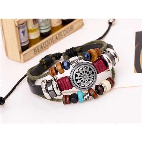 צמיד לגבר ולאשה עור ופלדת אל חלד OP08160007.1IN