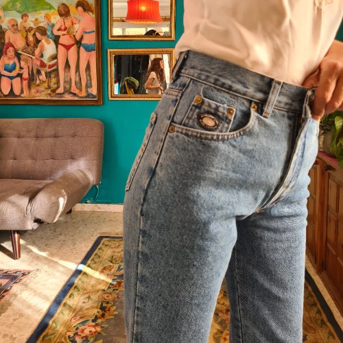 מאם ג'ינס כחול מידה M/L