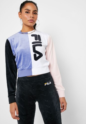 פוטר קטיפה FILA כחול ורוד