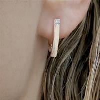 עגילי כסף מצופים זהב 9K משובצים אבני זרקון A8532 | תכשיטי כסף 925