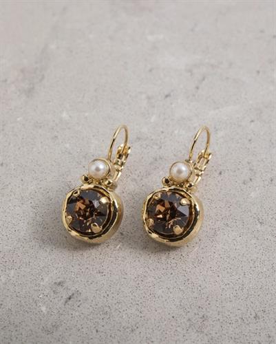 עגילי DANON - איזבלה חום פנינה