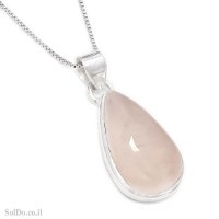 תליון מכסף מעוצב משובץ אבן רוז קוורץ T6145 | תכשיטי כסף