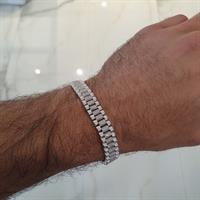 צמיד יהלומים לגבר - צמיד חוליות לגבר בזהב משובץ יהלומים