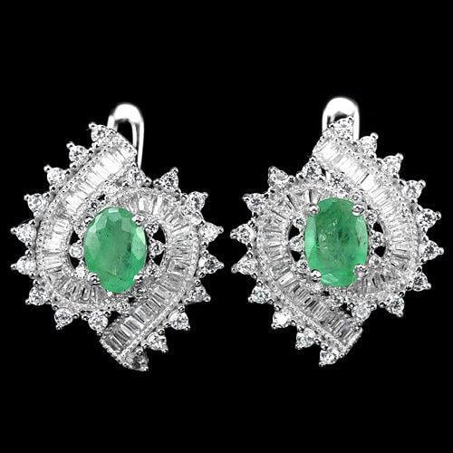 עגילי כסף משובצים אבני אמרלד וזרקונים A8397 | תכשיטי כסף 925 | עגילי כסף