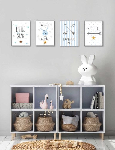 סט של 4 תמונות השראה לחדר תינוק דגם 01