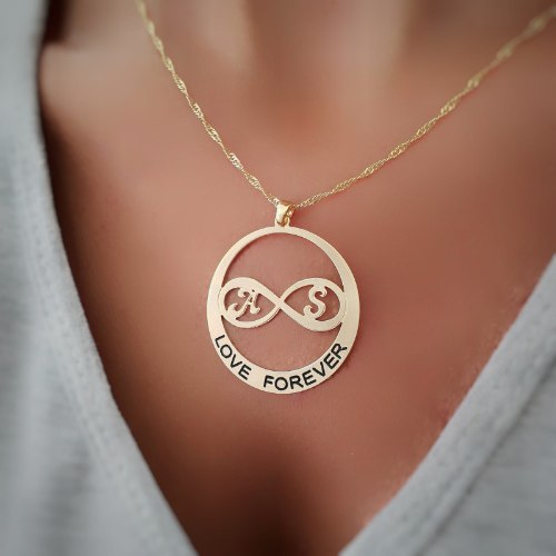 שרשרת חישוק עם אינפיניטי, אותיות חתוכות וחריטה דגם LA288