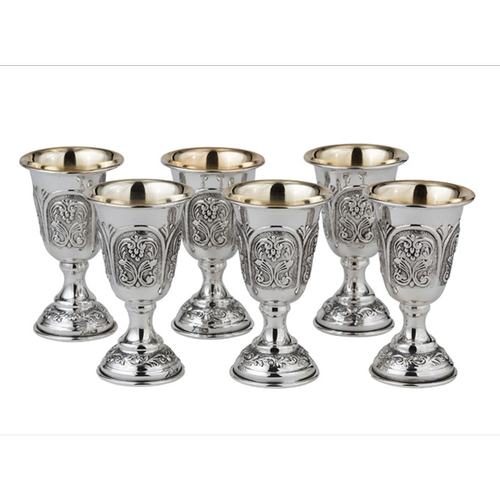 שישיית גביעי ליקר כסף טהור 925 דגם שערי אימפריום