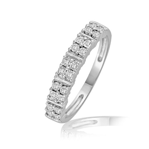 טבעת יהלומים זהב לבן 14 קראט R-RR347-F