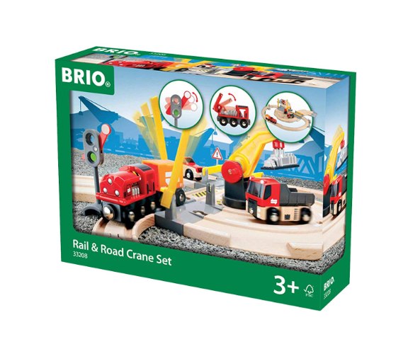 BRIO- סט מסילת רכבת ומנוף מעץ לילדים 33208