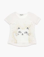 חולצה בנות טריקו מעוצבת חתול