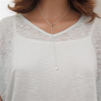 שרשרת כסף אינפיניטי, פנינה ודיסק מרוקע נשארת לתמיד. דגם נימפאה