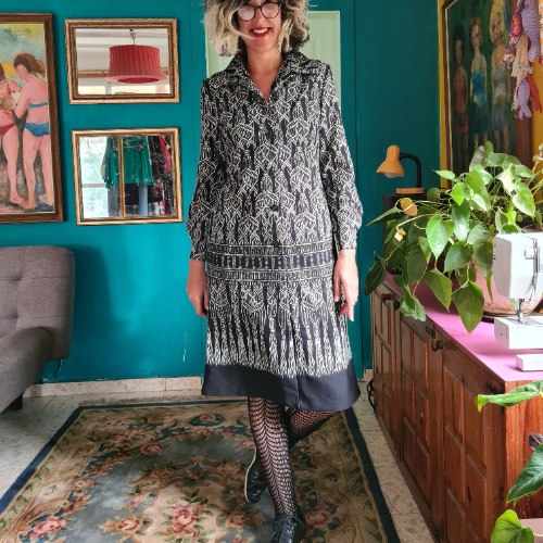 שמלת פולי בשחור ולבן M/L