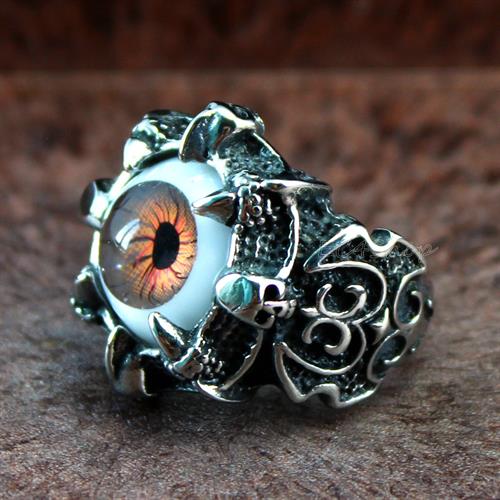 טבעת פלדה (Stainless steel) גברים ונשים עין דרקון חומה OP08170032BR-IN