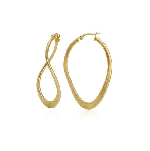 עגילי חישוק מיוחדים לערב|עגילי זהב מט מחוספס