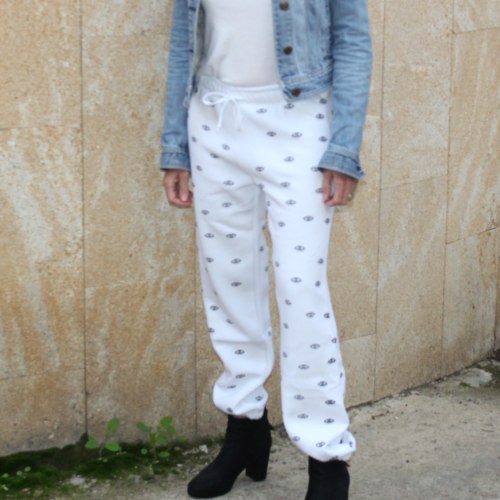 מכנס פוטר נשים עיניים לבן