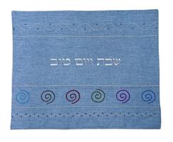 כיסוי חלה פישתן תכלת 50X40 שבלולים