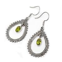 עגילי כסף משובצים אבני פרידות A5613 | תכשיטי כסף | עגילי כסף