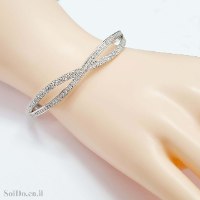 צמיד קשיח מכסף משובץ אבני זרקון Z3175 | תכשיטי כסף 925 | צמידי כסף