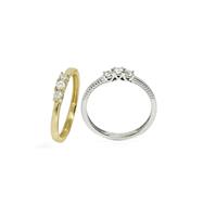 טבעת שלוש יהלומים 0.24 קראט בזהב 14 קרט