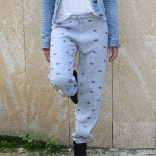 מכנס פוטר נשים עיניים אפור