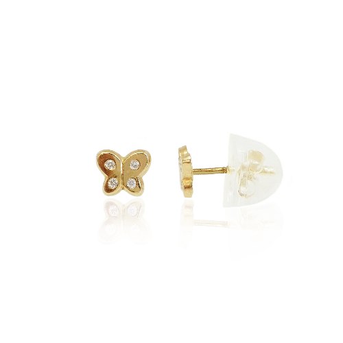 עגילי זהב פרפר עם זרקונים