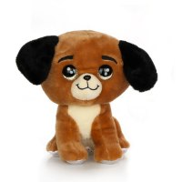 בובת עיניים כלב חום עם אוזניים שחורות 8 אינץ