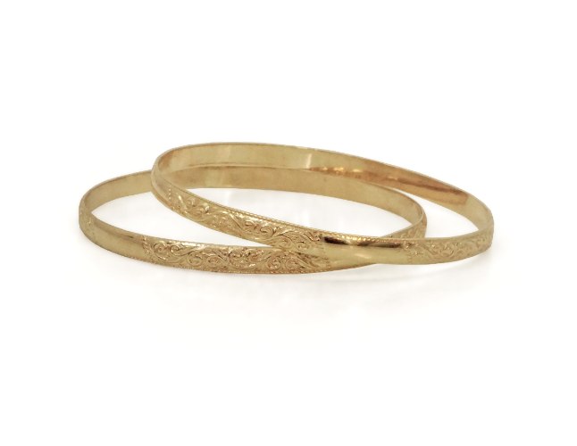 צמיד מרוקאי מזהב לאישה מעוטר,חלק