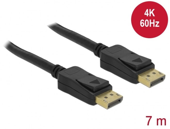 כבל מגשר DisplayPort זכר לחיבור DisplayPort זכר באורך 7 מטר Delock Cable DisplayPort 1.2