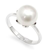 טבעת מכסף משובצת פנינה לבנה RG5959 | תכשיטי כסף 925 | טבעות עם פנינה