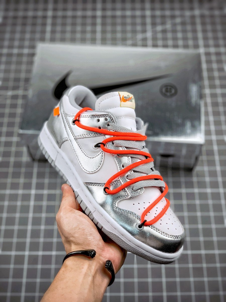 Off-White x Nike SB Dunk Low LTHR OW Silver White