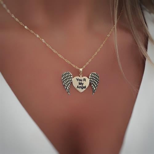 שרשרת מלאך עם חריטה