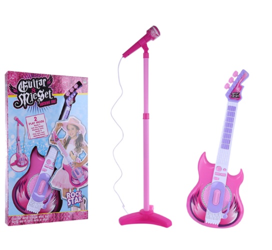 גיטרה חשמלית+ מקרופון ורוד