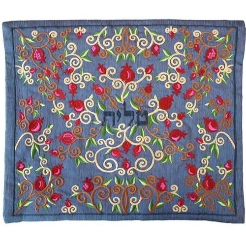 כיסוי לטלית רקום מכונה רימונים מלא כחול