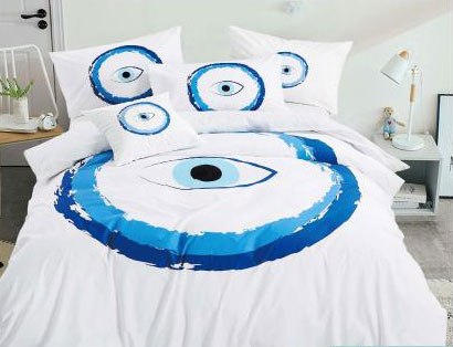 מצעים לבנים עין טורקיז כותנה