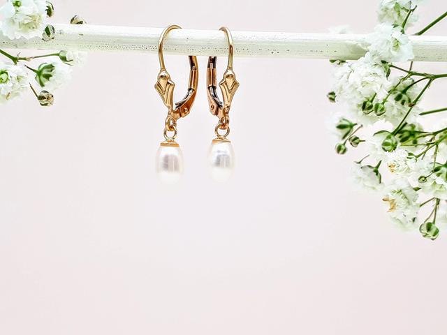 E-09 עגילי גולדפילד 14K דגם טיפה פנינה