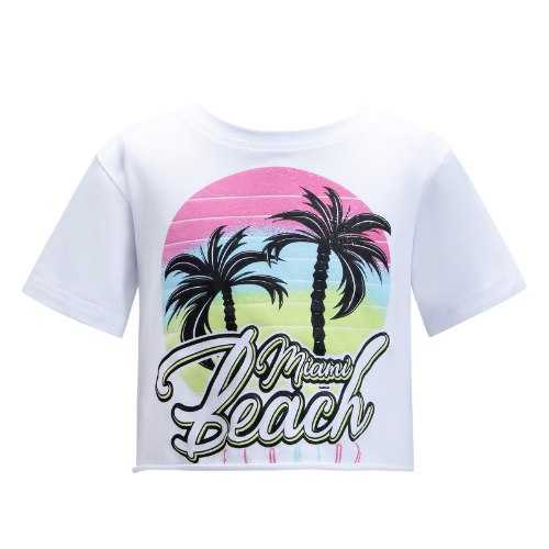 חולצת דקלים לבן/ורוד - VIEW - מידות 2-16