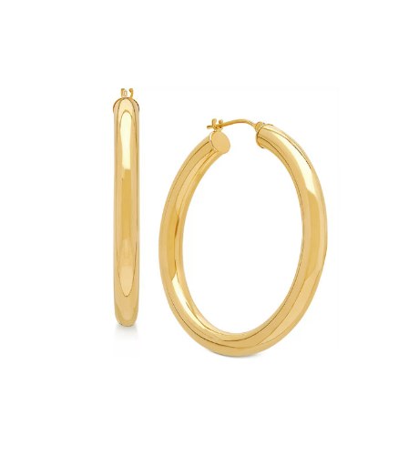 עגילי חישוק זהב רחבים לאישה 3.8 ס"מ