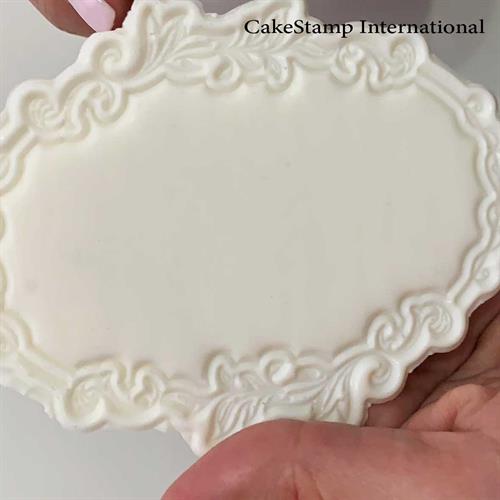 תבנית ניקול | תבנית מסגרת פרחונית מאורכת למונוגרמה | מסגרת לקישוט עוגה