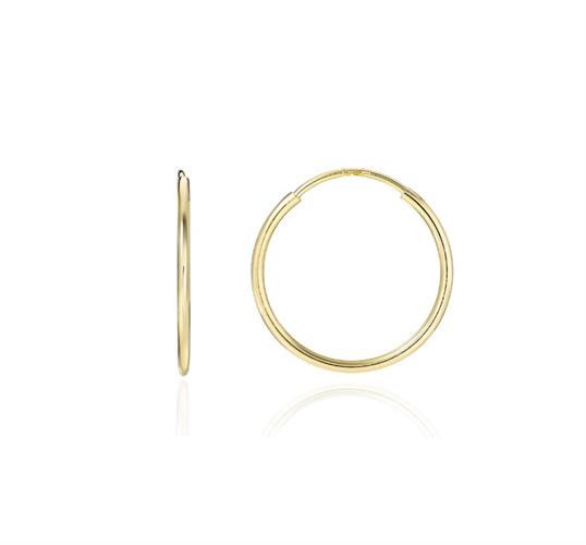 עגילי חישוק חלקים ומבריקים חישוקים בינוניים גמישים 2.5 סמ 14 קראט