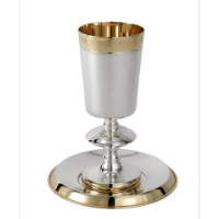 סט גביע כסף טהור דגם חלק פס זהב