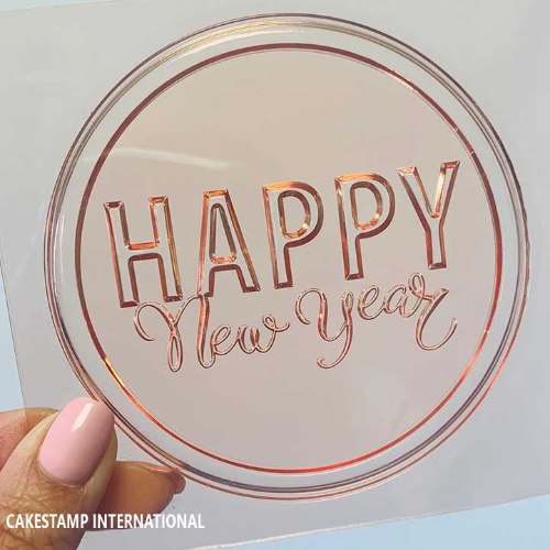 טופר HAPPY NEW YEAR  | מסגרת עגולה 10 ס"מ| קישוט טופר לעוגה| מסגרת שנה אזרחית חדש מאתי דבש