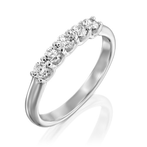 טבעת חצי איטרנטי מזהב 14 קראט משובצת ב- 5 יהלומים טבעיים