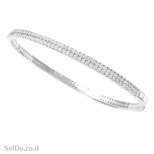 צמיד כסף קשיח משובץ אבני זרקון  Z3095 | תכשיטי כסף 925 | צמידי כסף