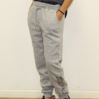 מכנס פוטר הדפס רגל 38 אפור בהיר