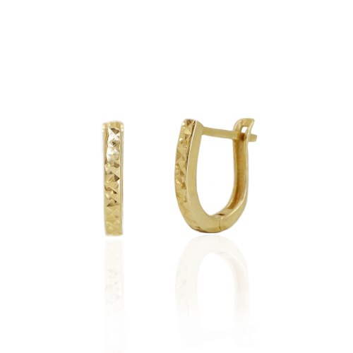 עגילי בננה זהב קטנים מעוגלים עם חריטת לייזר 1.3 ס"מ