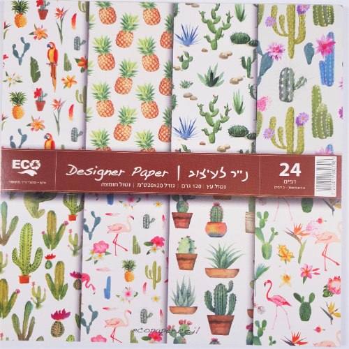 מארז נייר לעיצוב 120 גר' - קקטוסים 20X20